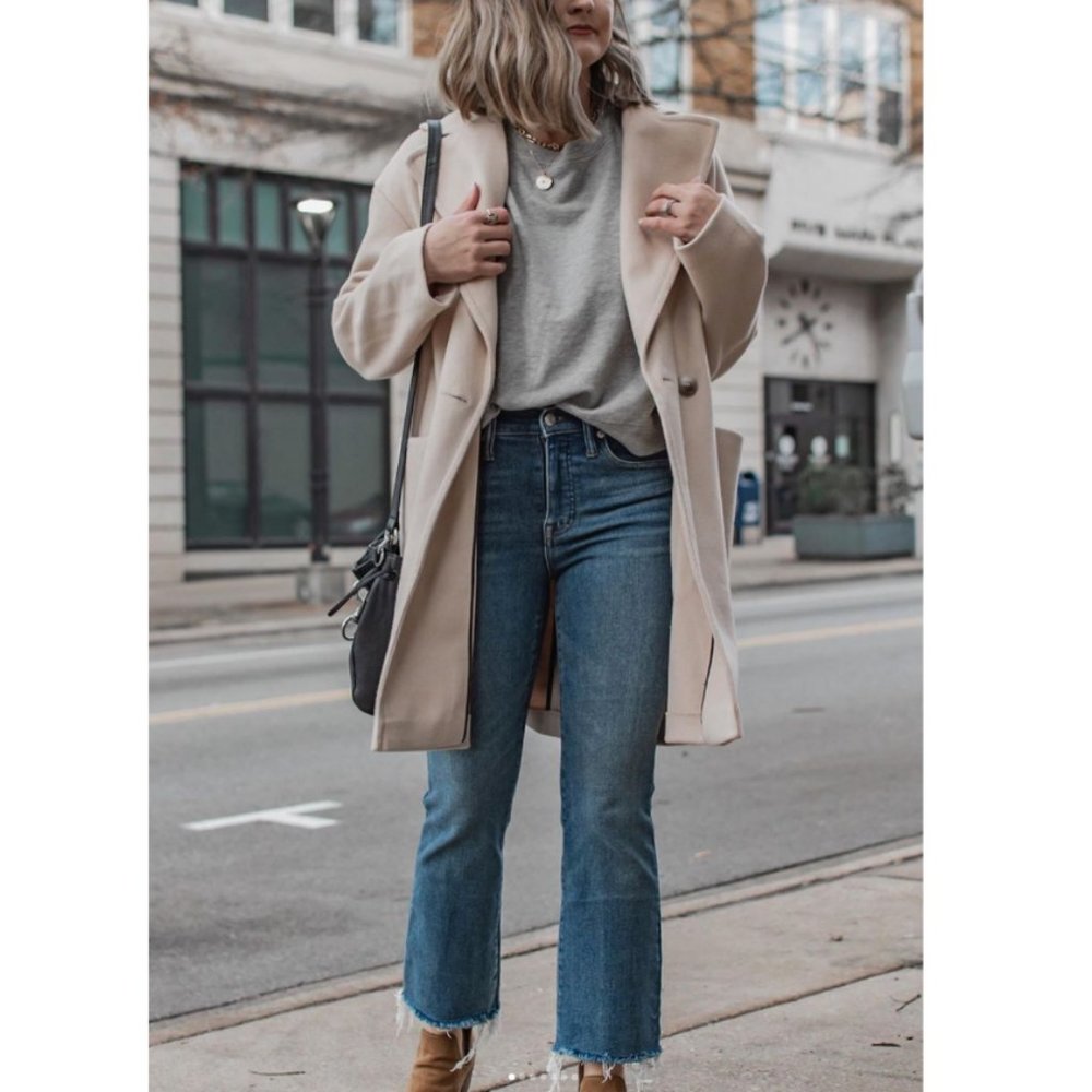 Blogger Favorite Madewell Cali Demi-Boot Jeans Fleetwood Wash Raw-Hem Cropped 28 - Picture 1 of 16